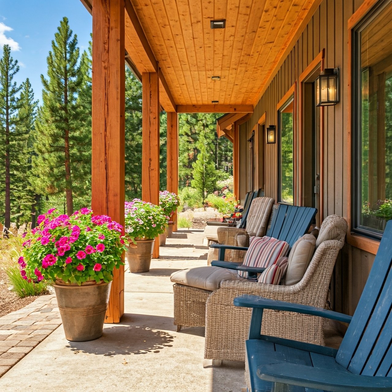 Aerial view of Tahoe Donner homes nestled among pine trees with mountain trails and ski slopes nearby