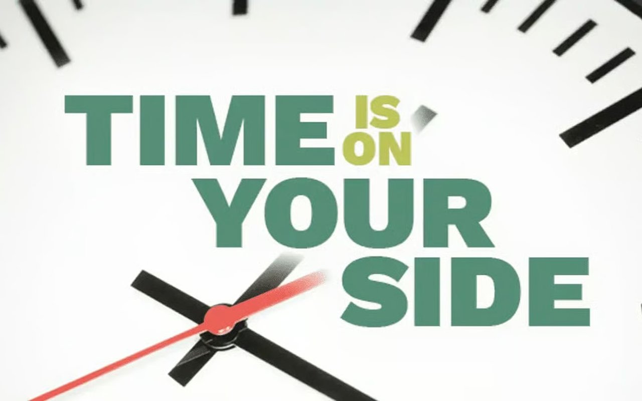 Graphic reading “Time is on your side” beside a clock face.