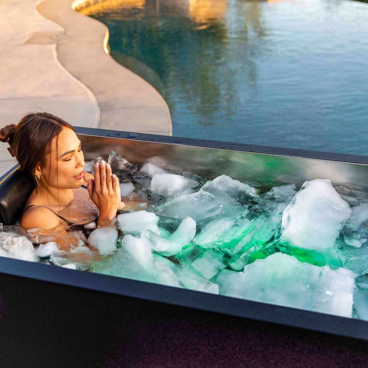 Cold plunge ice bath used for post-workout recovery and wellness