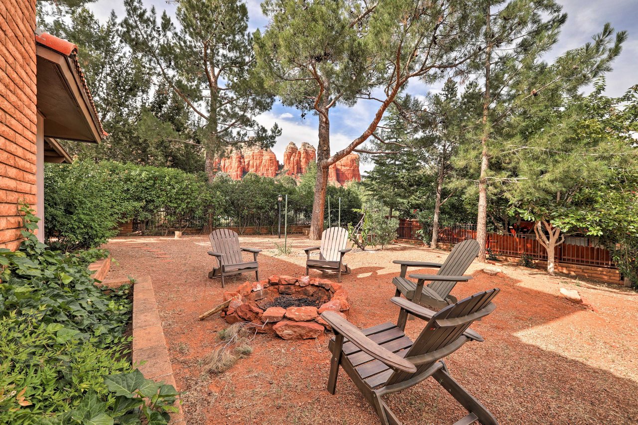 Sedona vacation rental home with fire pit and Red Rock views
