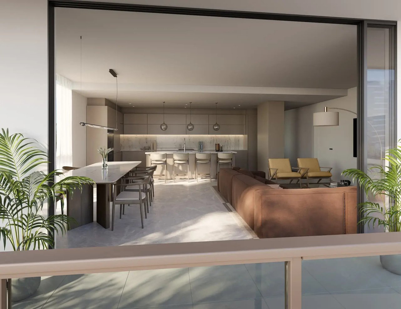 The Lincoln residence balcony rendering in Coconut Grove, Miami.