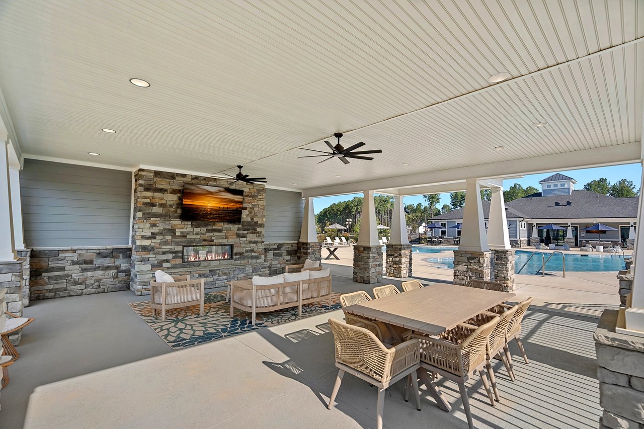Poolside pavilion at Hatcher Creek in Oxford North Carolina