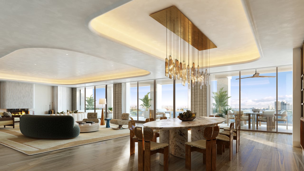 Six Fisher Island interior living room 