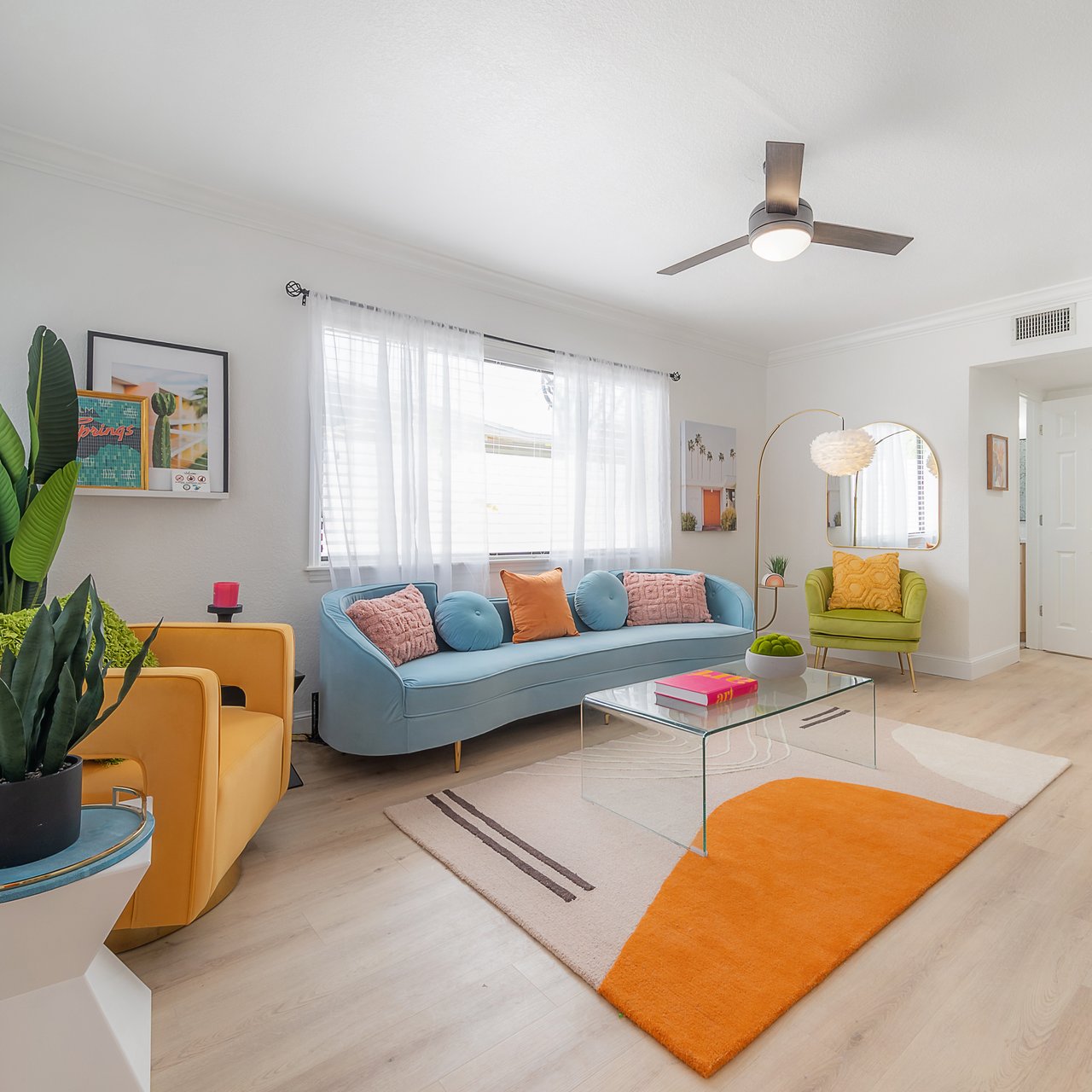 Modern Airbnb living room design in Tampa Florida