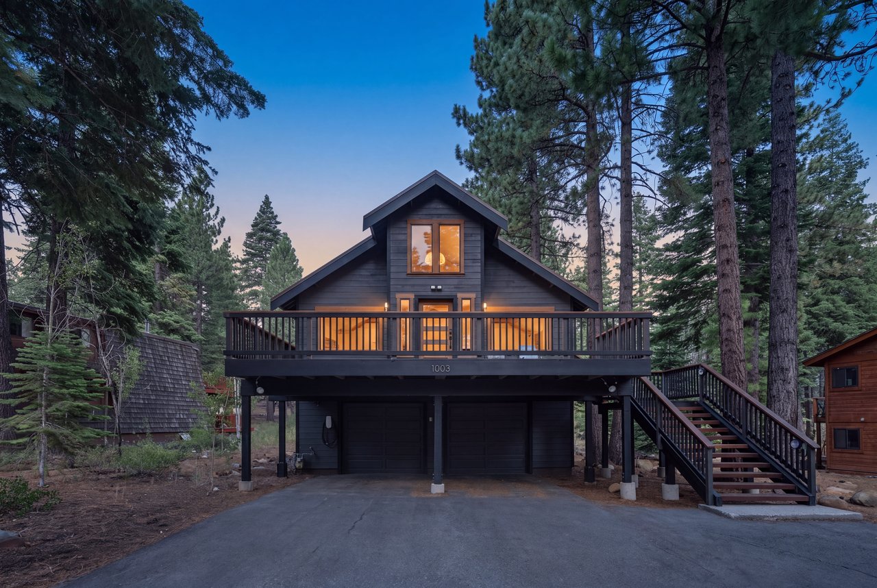 Modern luxury Lake Tahoe home at golden hour, a short-term rental ideal for cost segregation and bonus depreciation