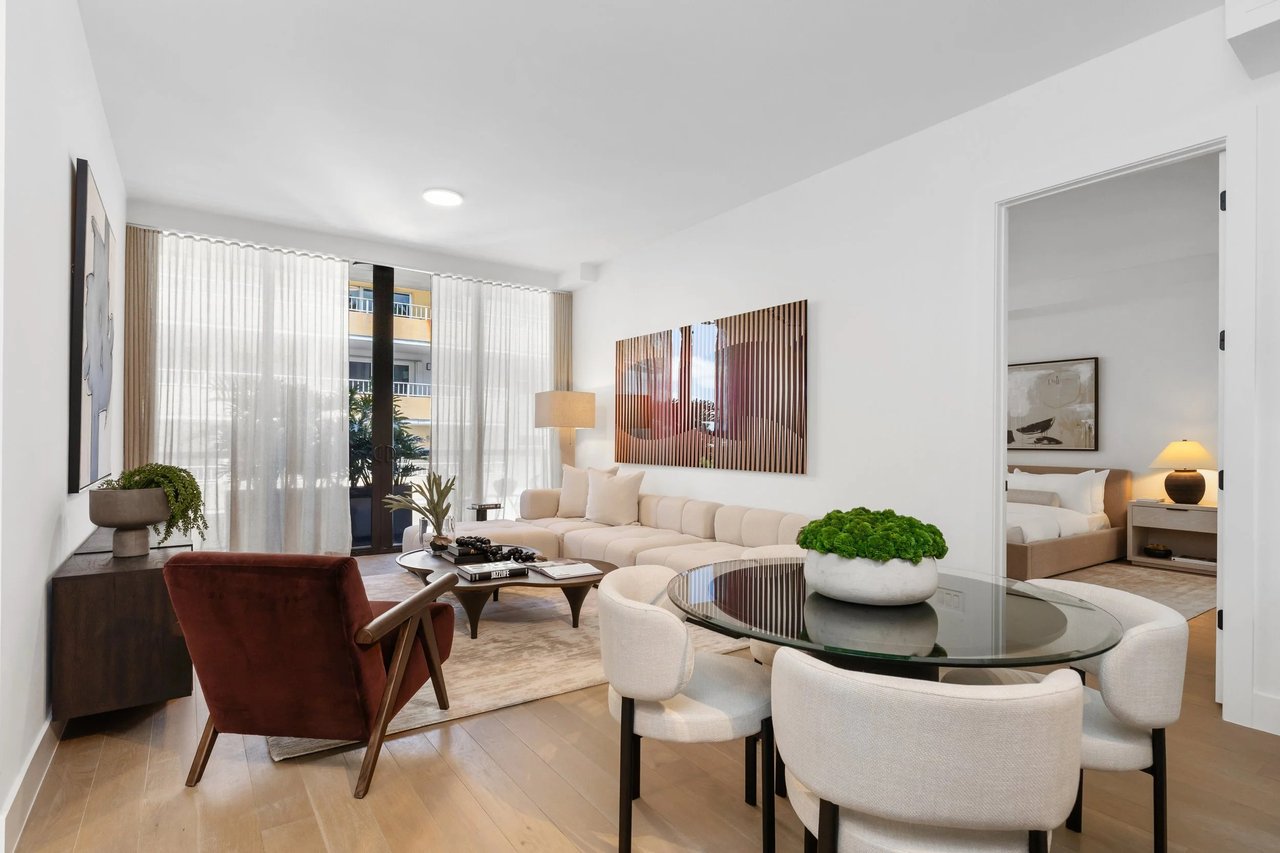 Arbor Coconut Grove residence living and dining area with large windows