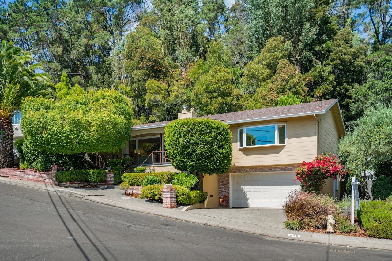 Exterior look at 235 Mountain View Avenue in San Rafael's Dominican neighborhood