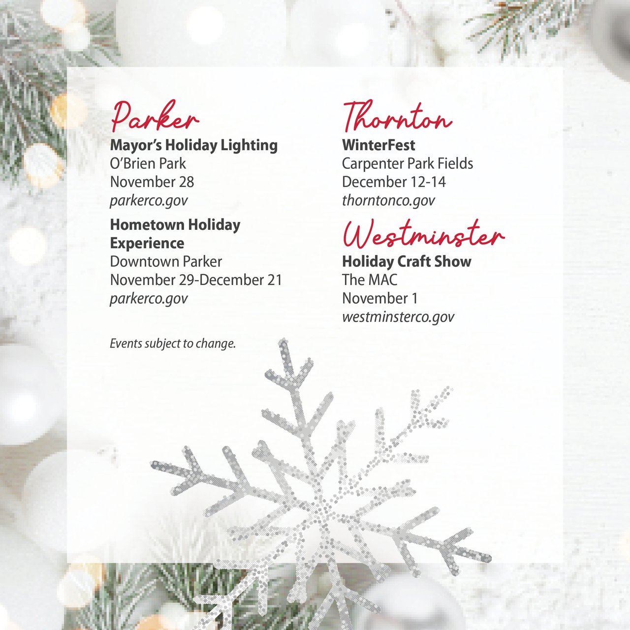 2025 Holiday Events Near Denver & Castle Rock: Festive Things to Do