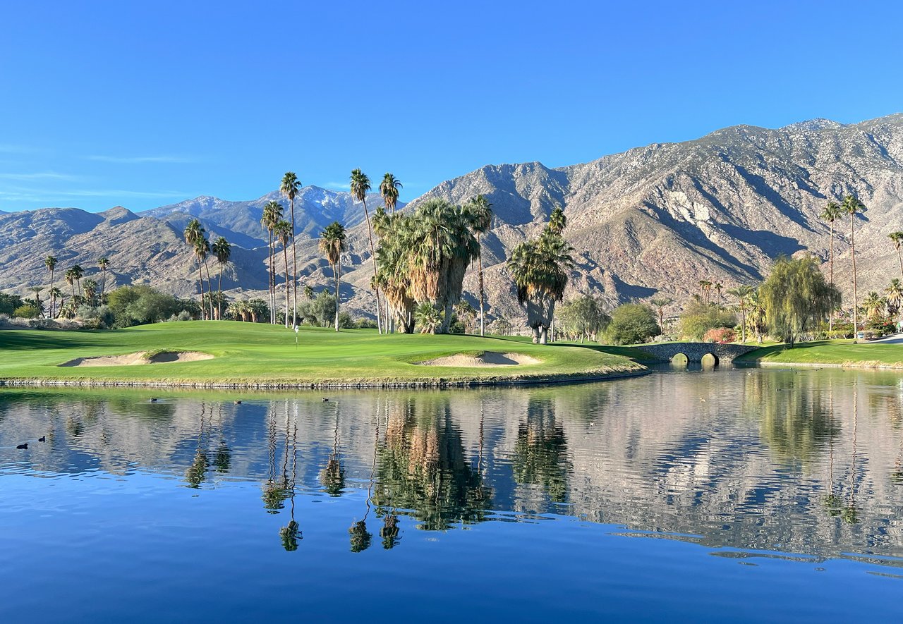 PGA West homes and golf fairways beneath the Santa Rosa Mountains