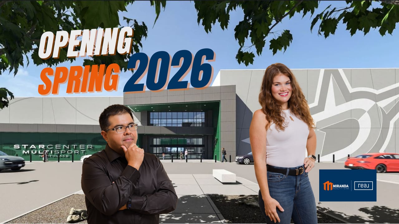 Edson and Paige Miranda of Miranda Realty Team at Children's Health StarCenter Multisport Northlake rendering opening Spring 2026 in Northlake Texas