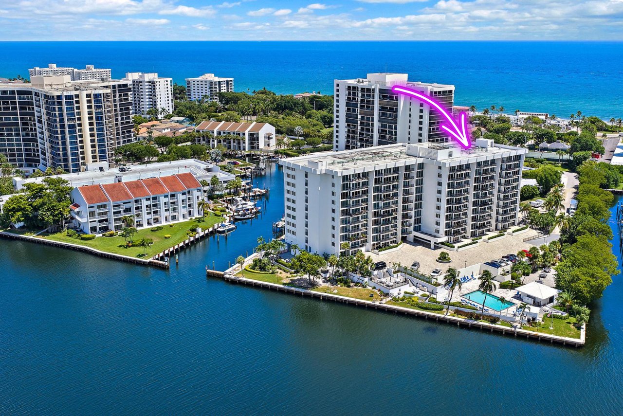 Oceanfront view of Highland Beach, Florida, a barrier island town between Boca Raton and Delray Beach