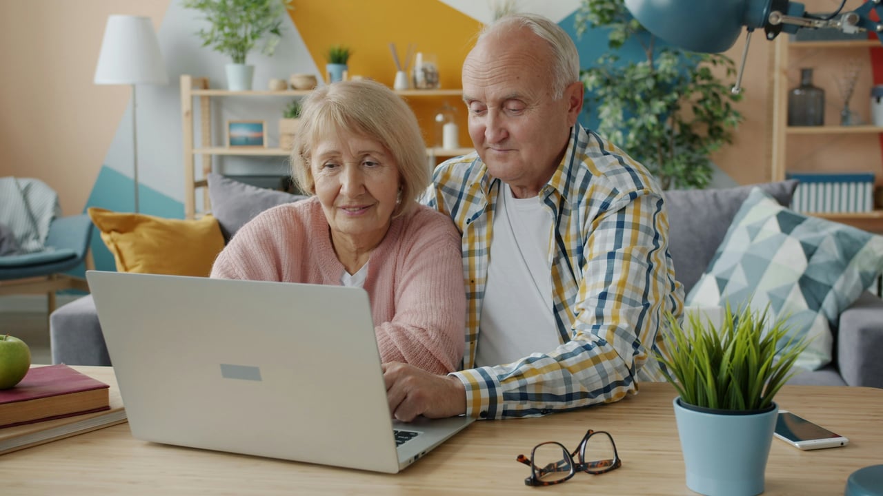 Older couple spending time together at home