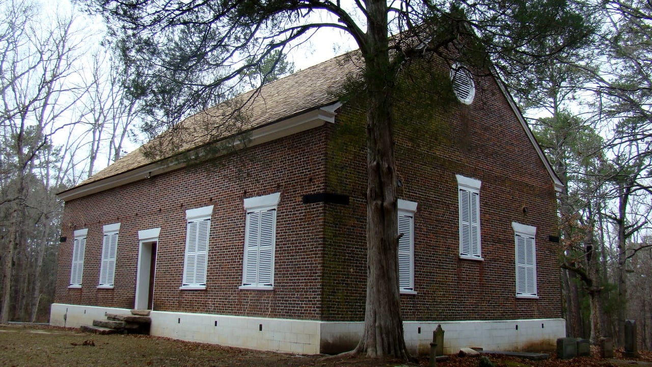 Old Kiokee Baptist Church, a red brick meetinghouse built in 1808 near Appling in Columbia County, Georgia