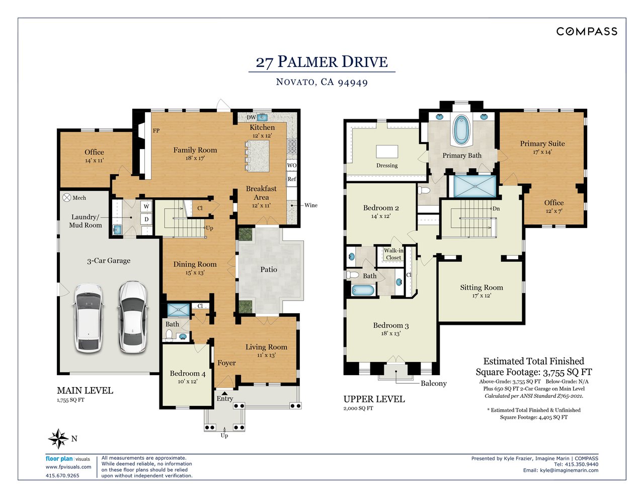 Sample floorplan from newer construction in Novato's Pointe Marin neighborhood. This a model located in the Breakers sub-neighborhood.