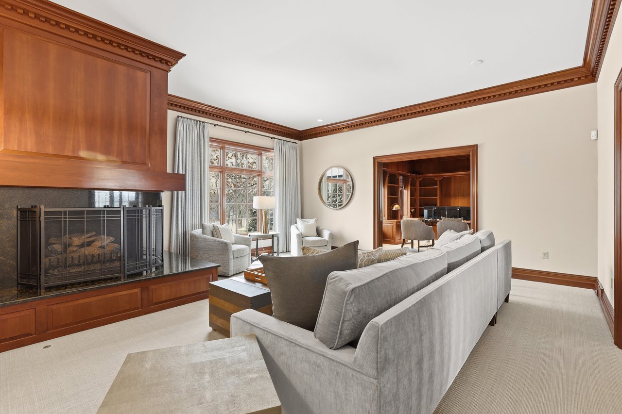 Living Room with Corner Fireplace