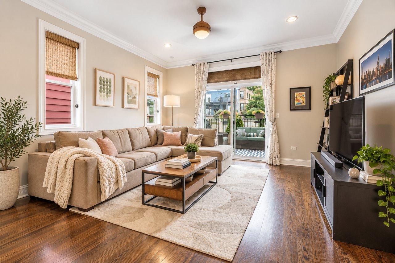 Family room with door to the private deck