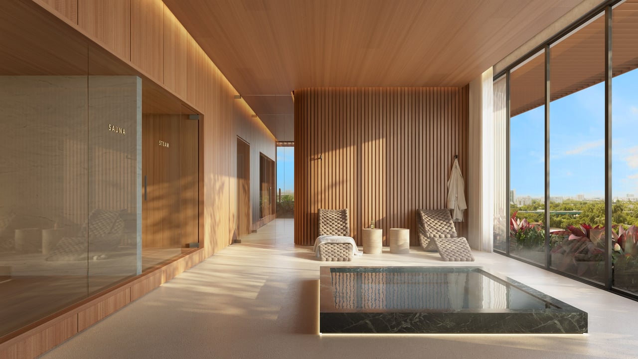 Rendering of the spa pool at Colette Residences in South Brickell, Miami.
