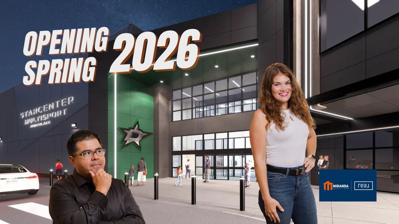 Edson and Paige Miranda Miranda Realty Team at StarCenter Multisport Northlake night rendering opening Spring 2026 Highway 114 Northlake Texas