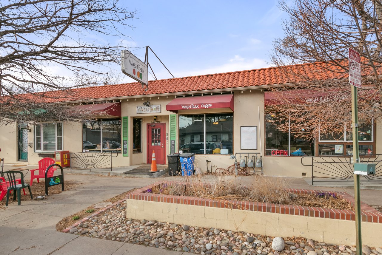 Neighborhood coffee shop with patio seating in Washington Park, Denver, CO.