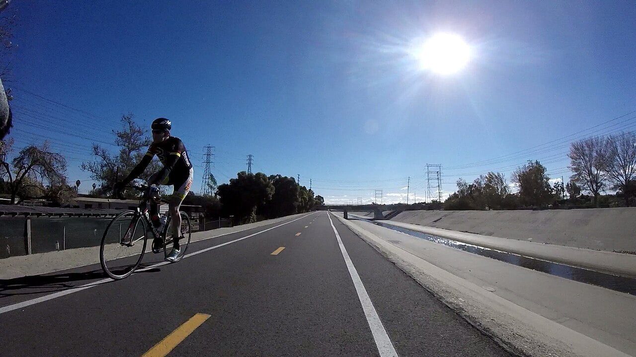 San Gabriel River Bike Trail south of Rynerson Park in Lakewood