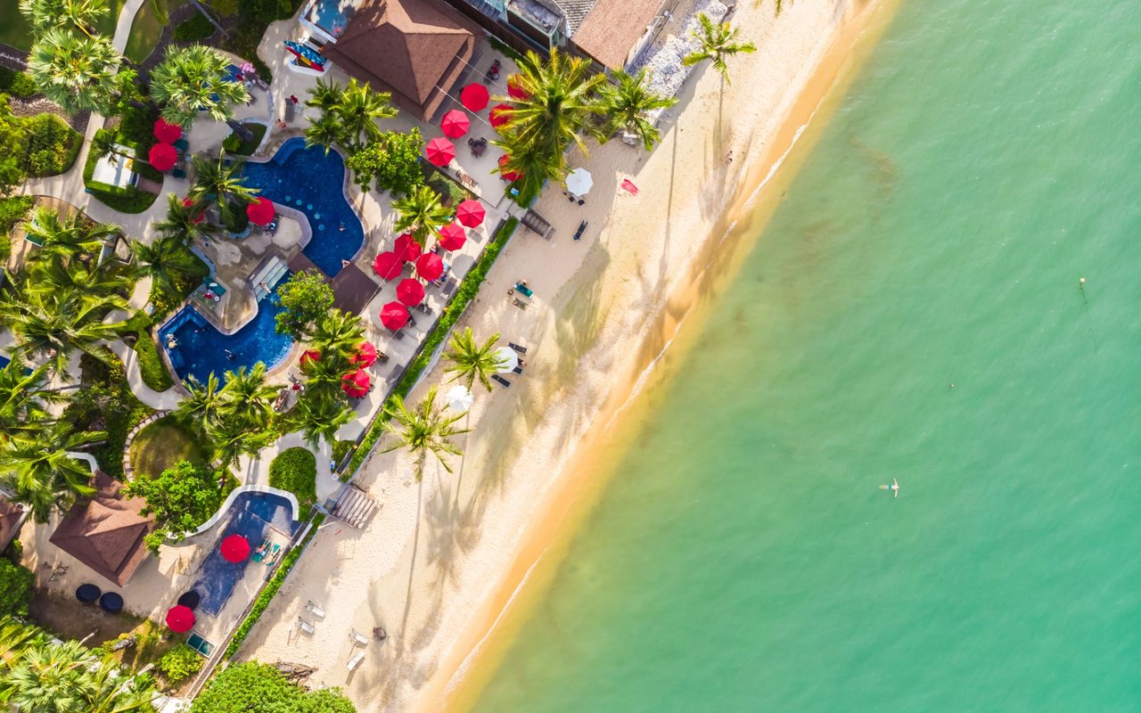 Aerial view of beautiful tropical beach