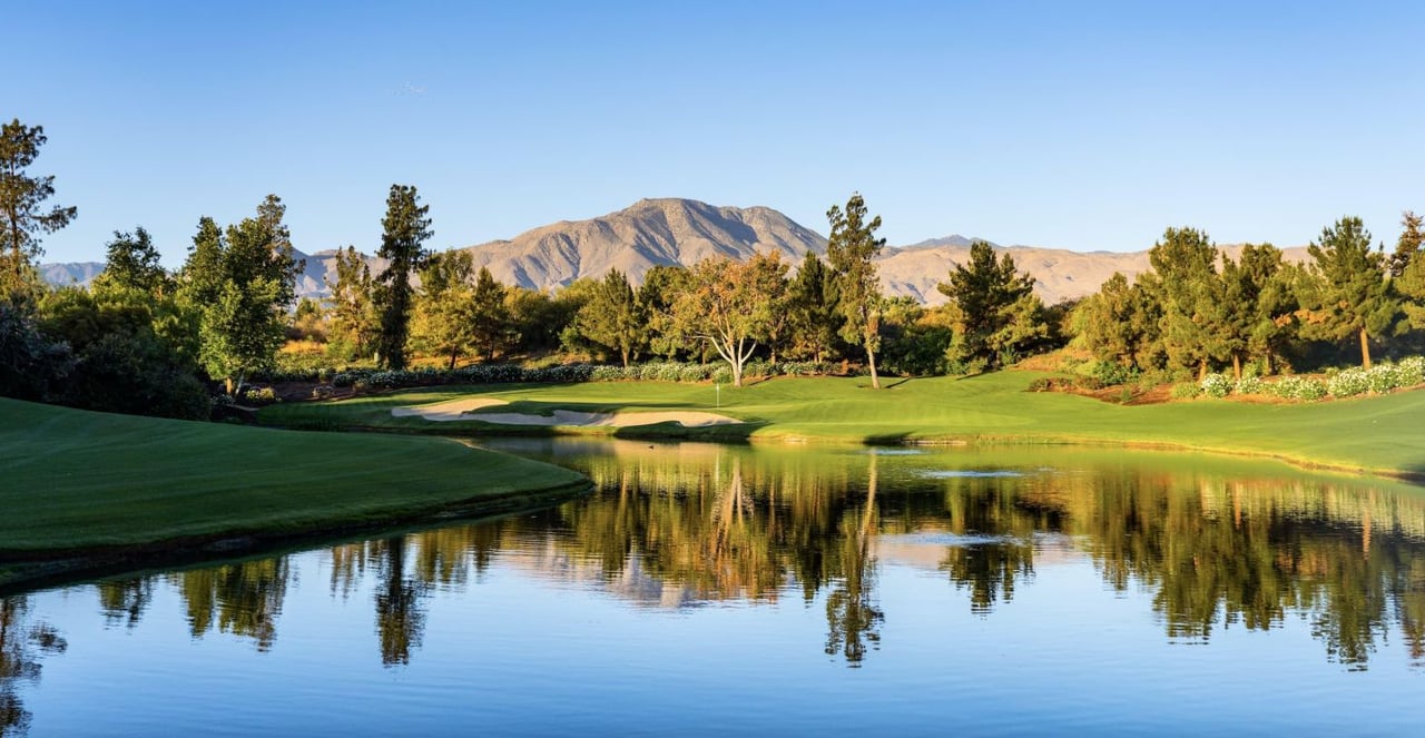 Tom Fazio golf course and Santa Rosa Mountain views at The Madison Club in La Quinta