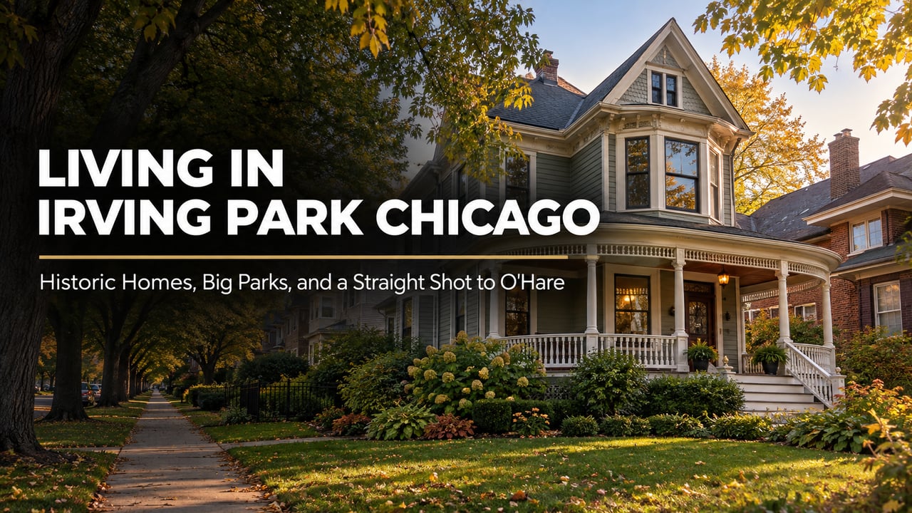 Historic Victorian home on a tree-lined street in Irving Park, Chicago
