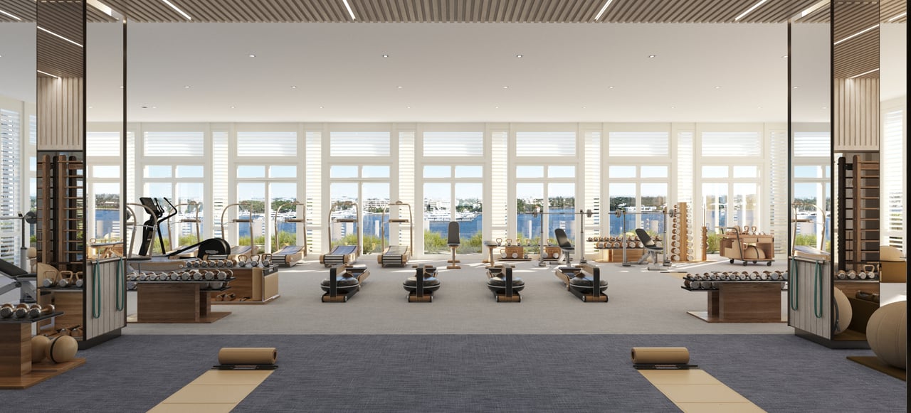 South Flagler House fitness center rendering in West Palm Beach.