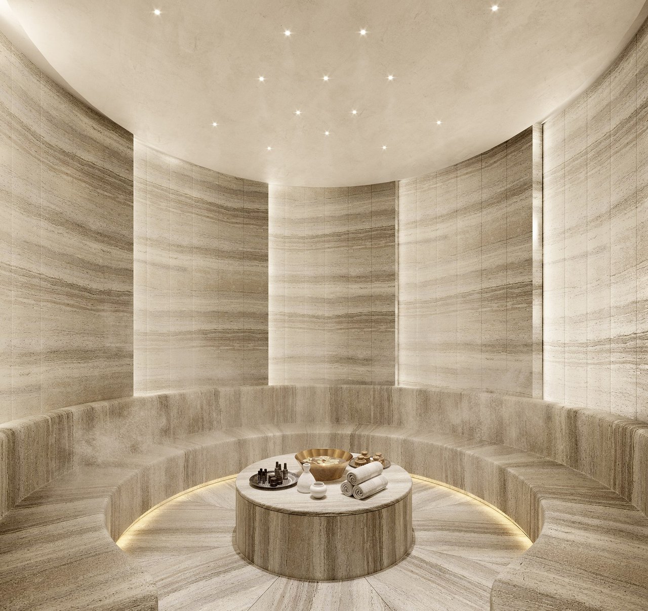 Hammam rendering at Baccarat Residences in Brickell, Miami.