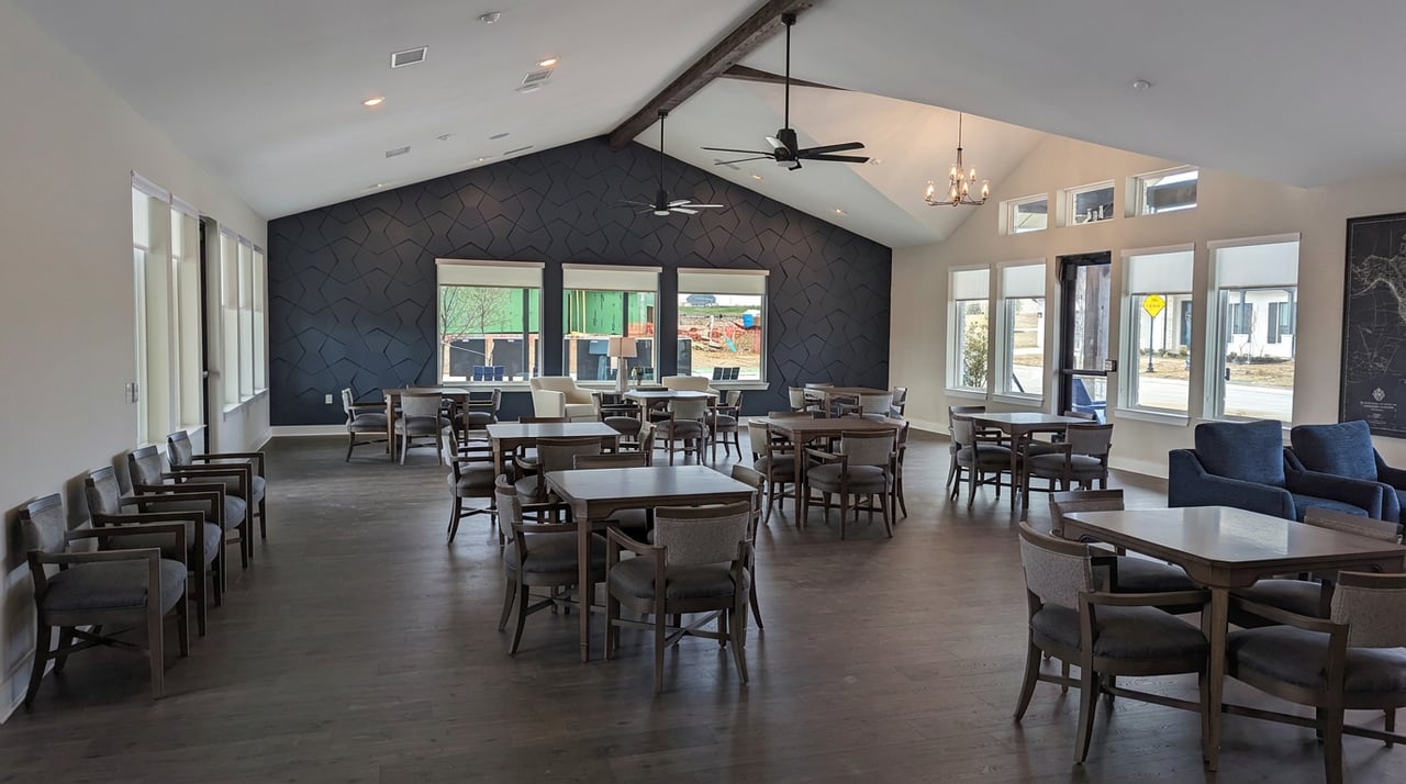 Gathering area for cards, games, meals and more at the HUB at Ladera Prosper