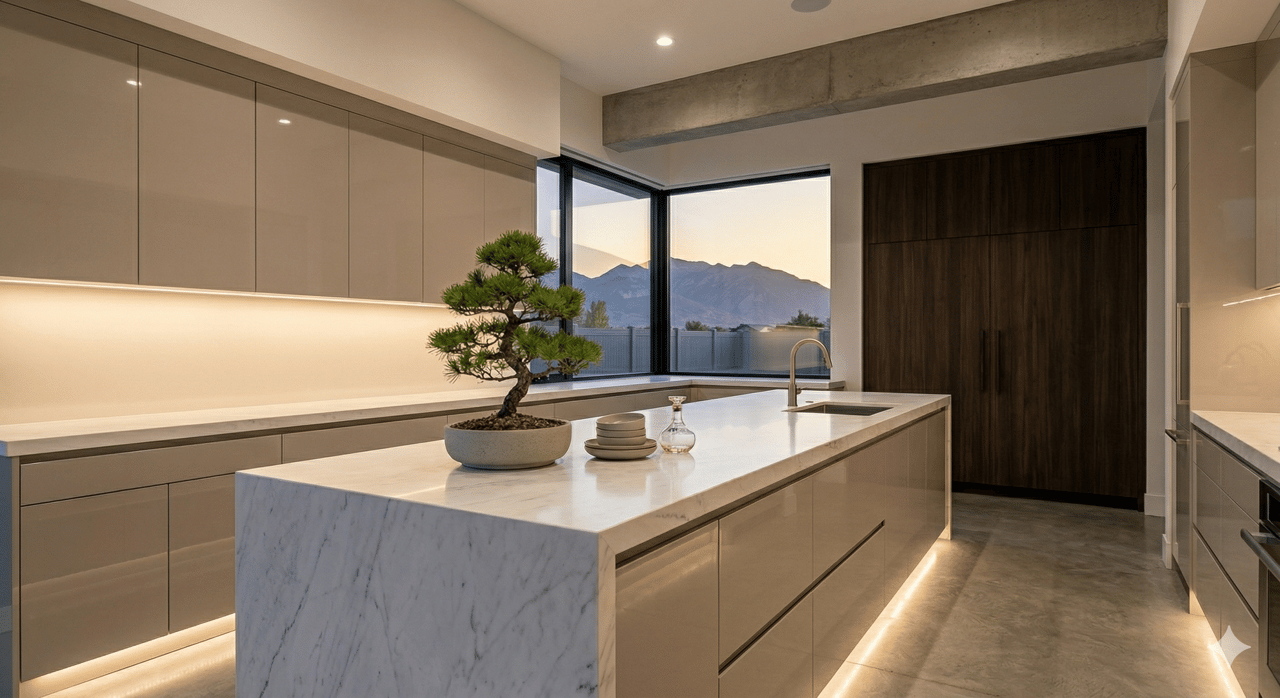 High-end kitchen with neutral tones