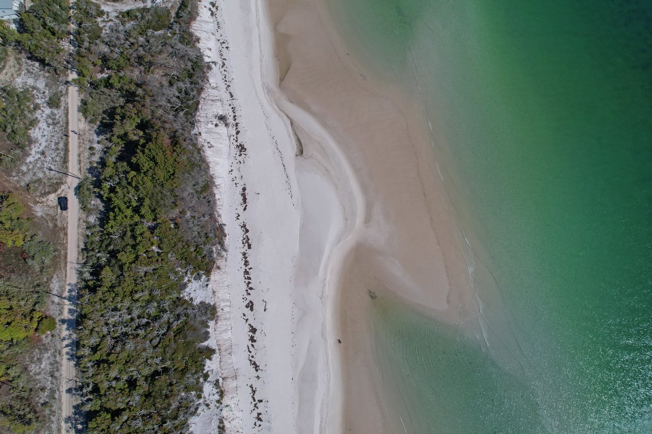 aerial drone photo of carrabelle, florida on dog island