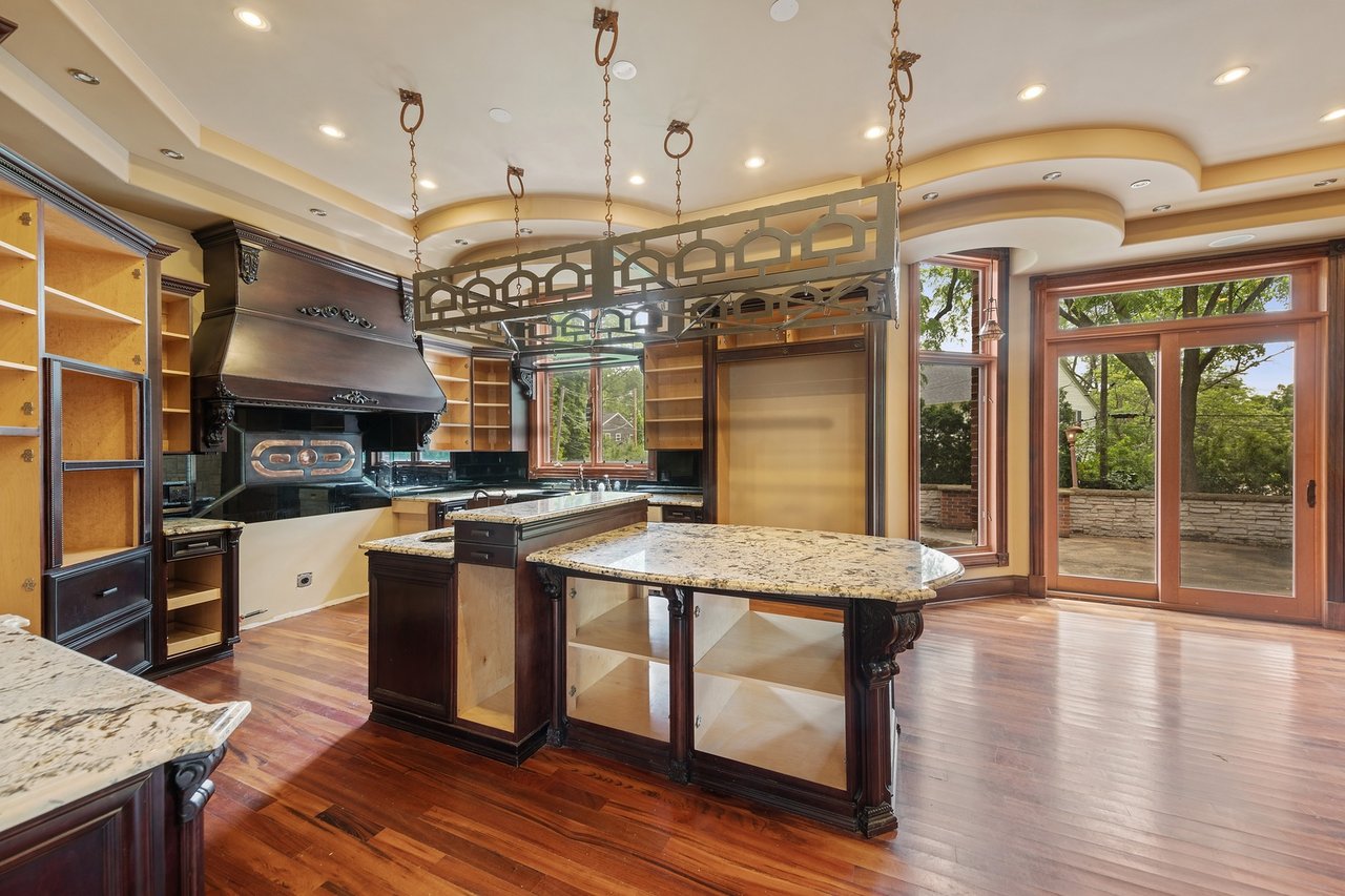 Brick And Stone Estate Situated On A Quiet Street In The Woodlands Of Hinsdale