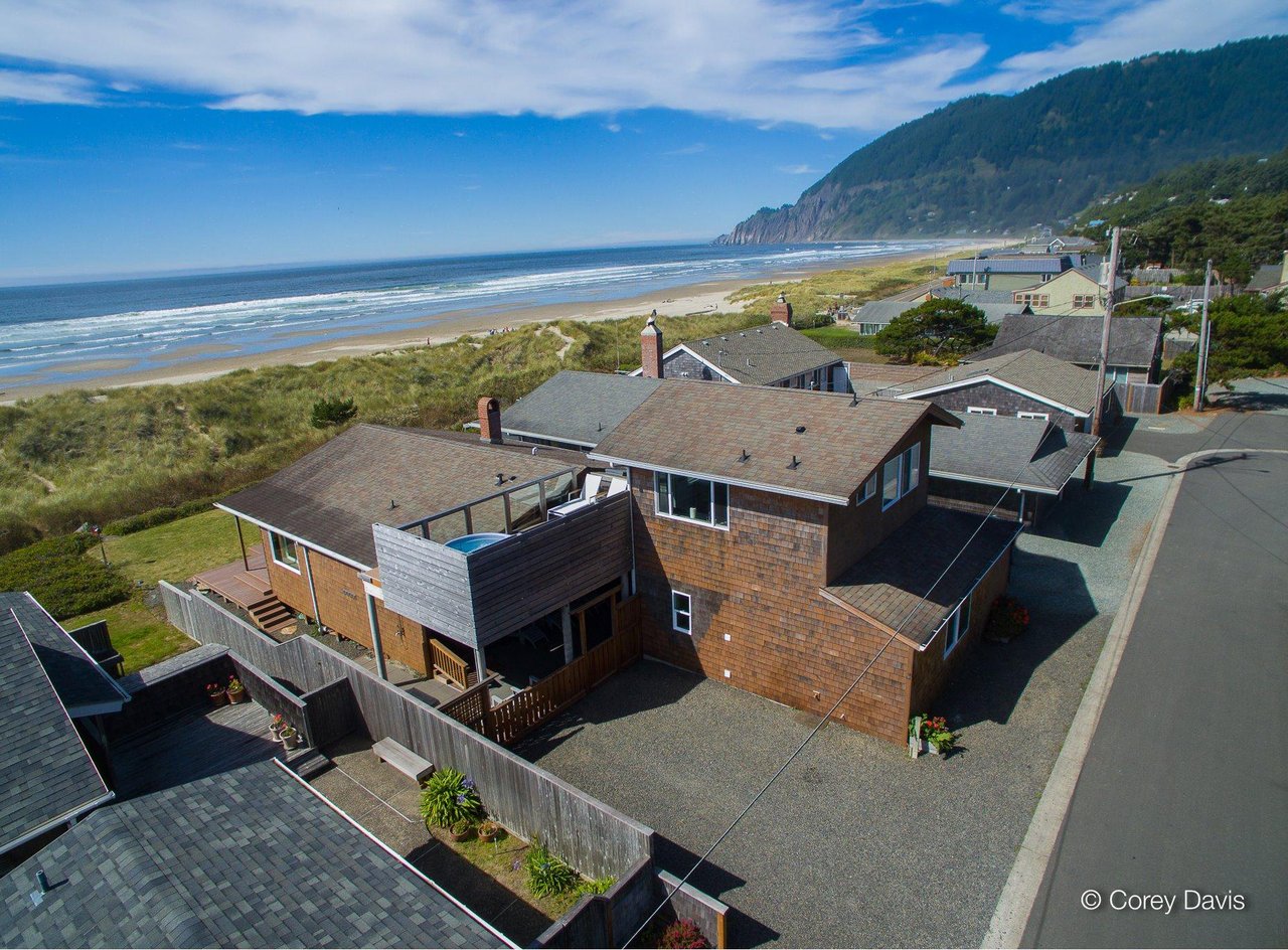 Sold oceanfront Manzanita home at 245 Beach St represented by Meadow Davis of Home + Sea Realty with turnkey coastal living and beach access
