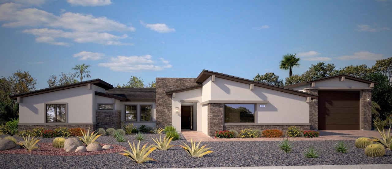 Pinnacle new home ranch style rendering for homes to be built
