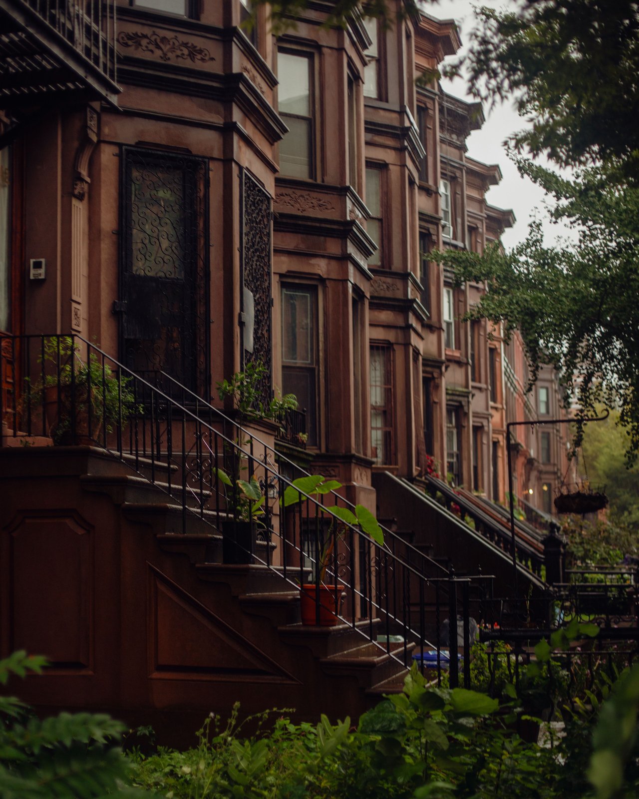 Historic brownstones, mixed-use buildings, restaurants, cafés, boutiques, and tree-lined sidewalks along Smith Street in Carroll Gardens, Brooklyn.