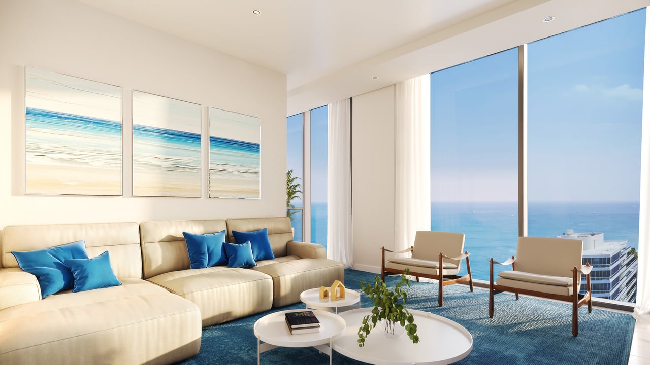 Selene Oceanfront Residences interior living room 