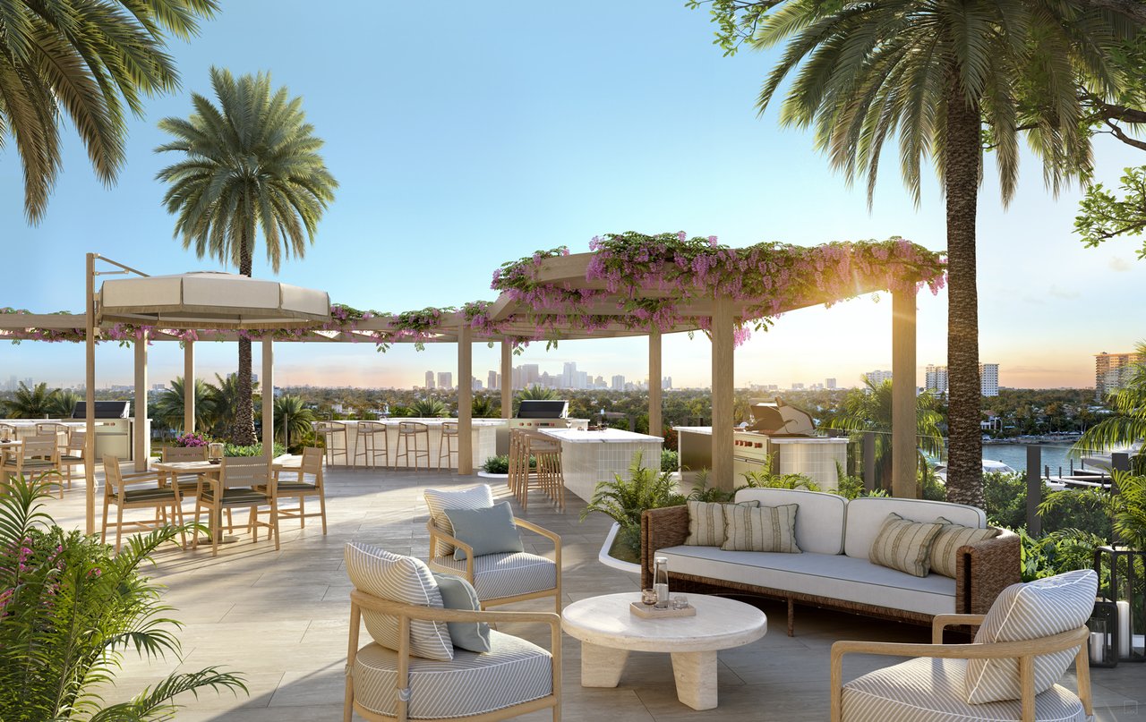 St. Regis Bahia Mar Fort Lauderdale summer kitchen and outdoor dining rendering.