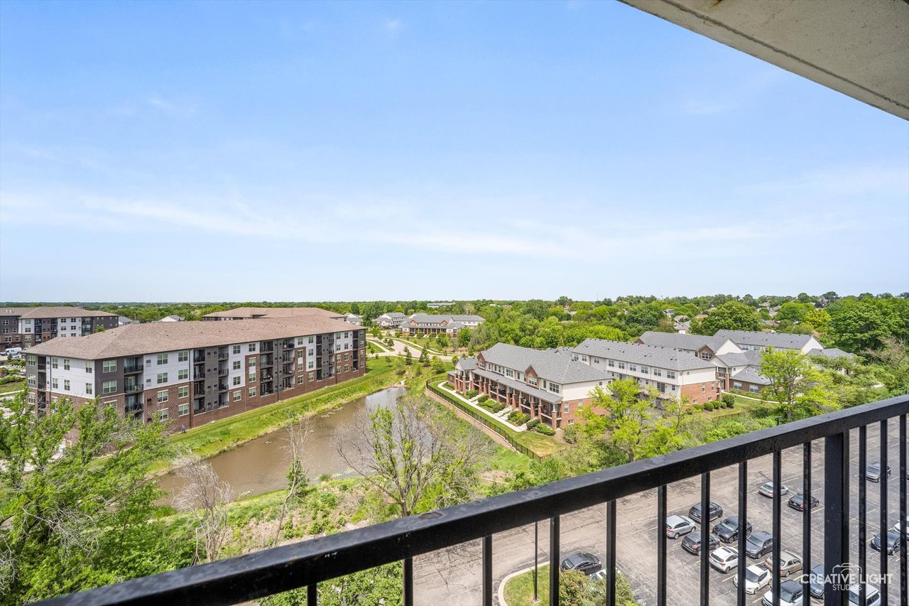 Sweeping view from the 11th floor balcony at 2015 S Finley Road Unit 1104 Cove Landing Lombard IL 60148