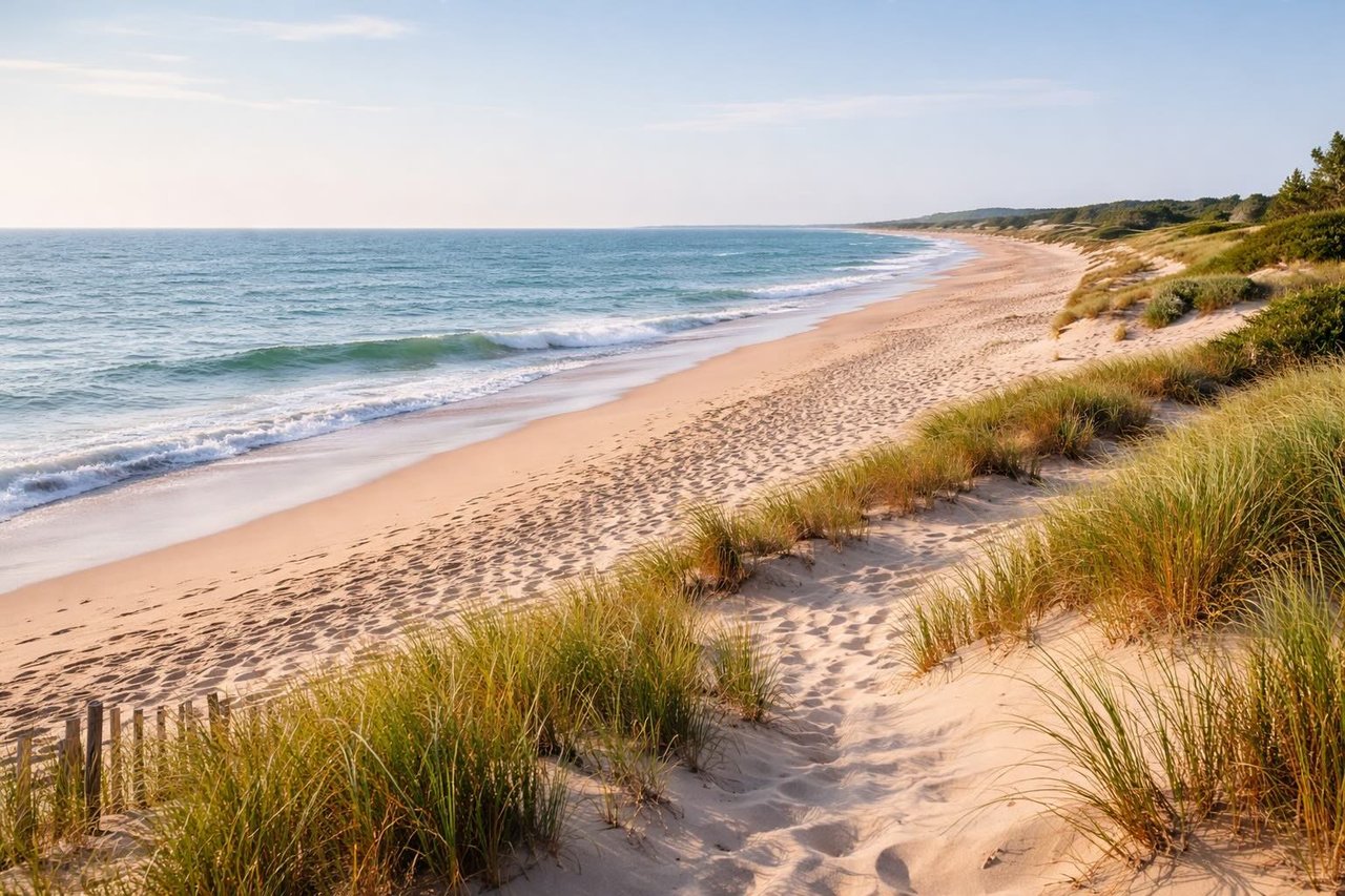 Indian Wells Beach Amagansett wide sandy shoreline with ocean waves