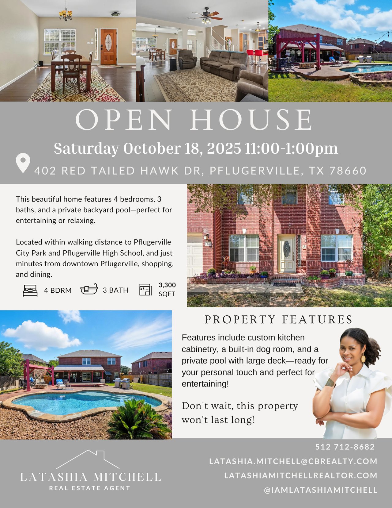 402 Red Tailed Hawk Dr, Pflugerville TX | 4 Bed 3 Bath Home with Pool for Sale