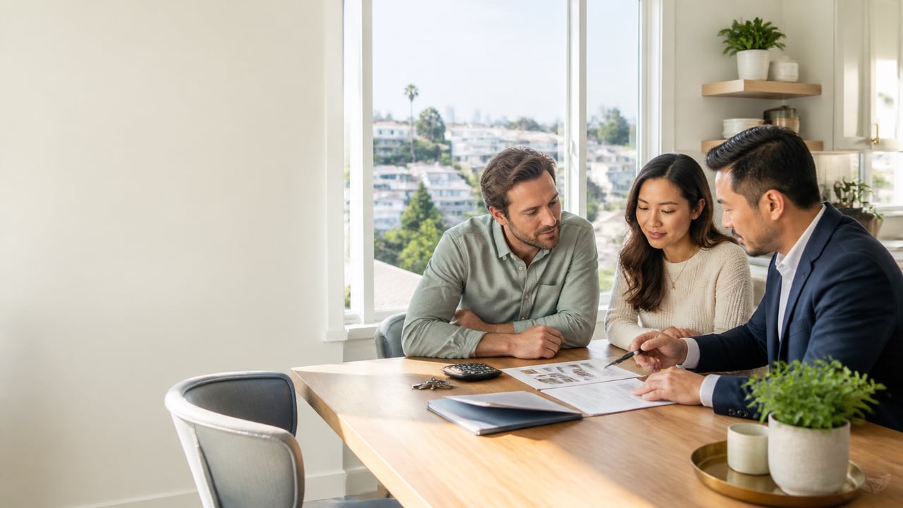 Bay Area buyers reviewing mortgage options with a real estate and financing advisor