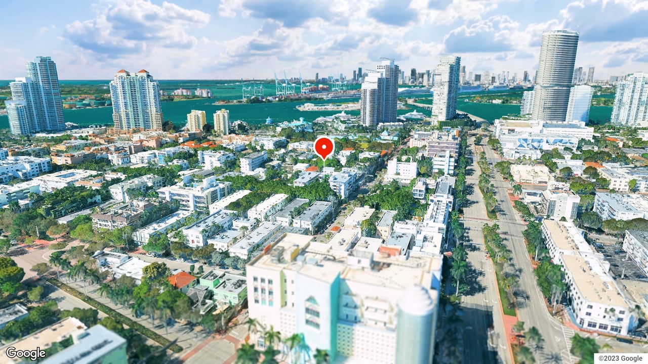 Aerial view of 350 Meridian condo, 350 Meridian Ave, Miami Beach. Brandon Tillemans, Douglas Elliman.