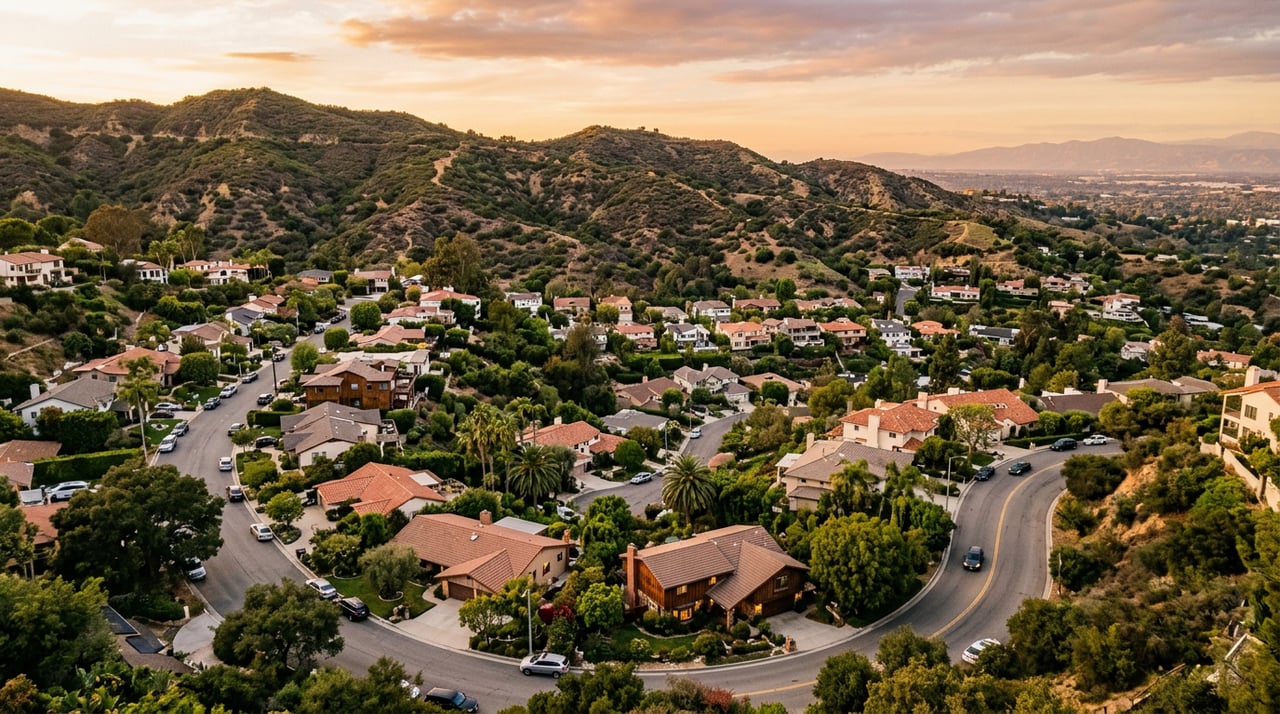San Fernando Valley hillside home near brush in 2026 amid rising fire insurance costs