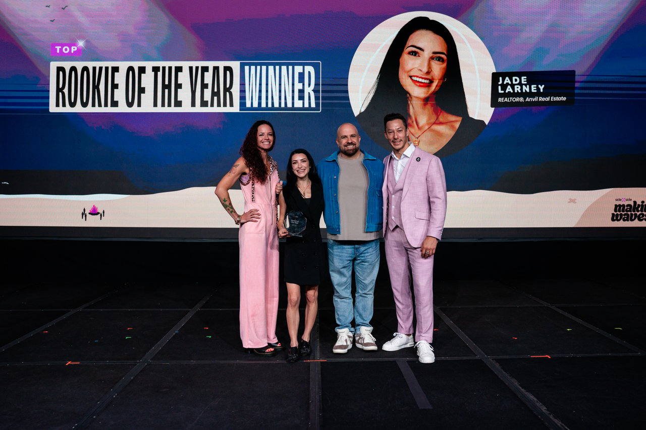 Jade Larney with Side founders Ed Wu, Hilary Saunders, and Guy Gal at the 2025 Rookie of the Year recognition.
