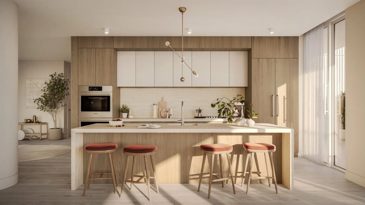 Kitchen Rendering at Porto Bay, 1130 100th Street, Bay Harbor Islands.