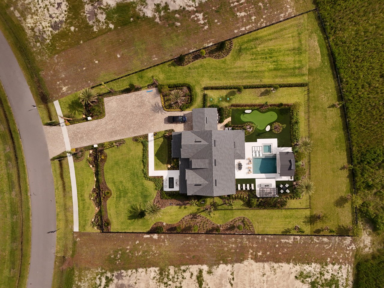 Aerial View of Luxury Iron Branch New Construction Home in St. Johns County, FL