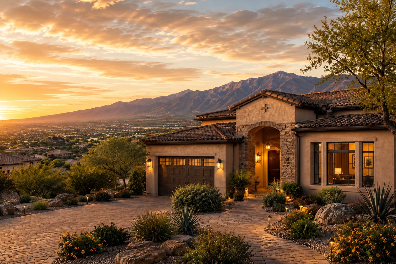 Prescott Valley home at sunset with text about what your home could sell for right now