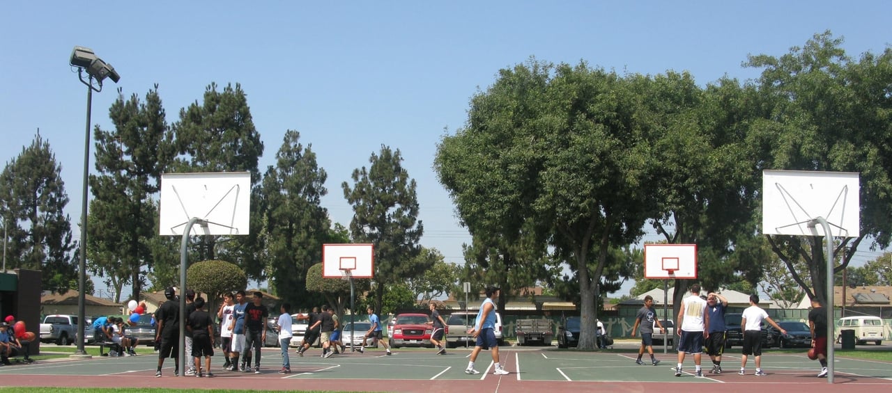 Basketball courts at New Temple Park in South El Monte