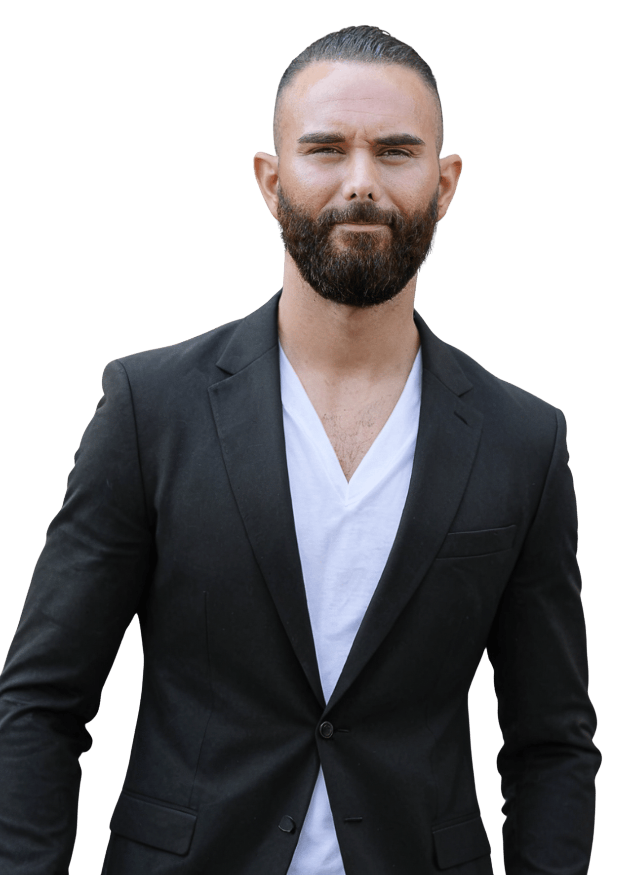 Zabatiel Castellanos-Mendoza wearing a dark suit jacket and white shirt.